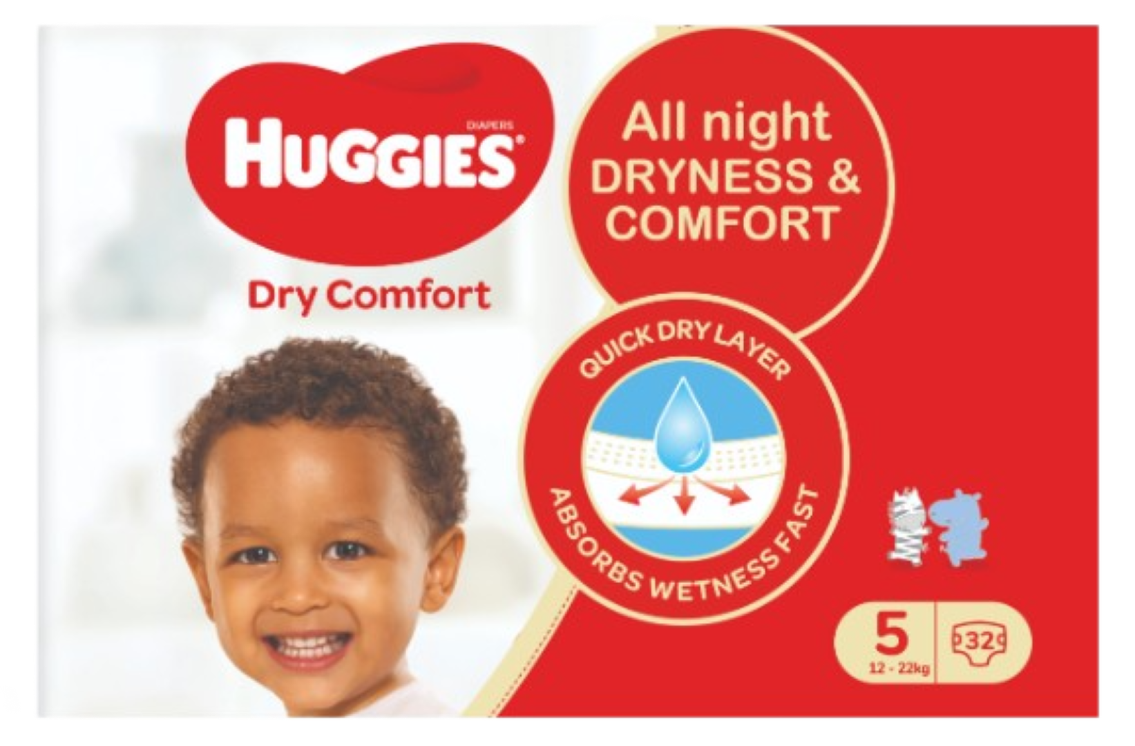 HUGGIES DRY COMFORT SIZE 5 (12-22KG) 8X7S
